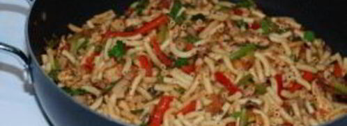 острые макароны с курицей и овощами. Шаг 3