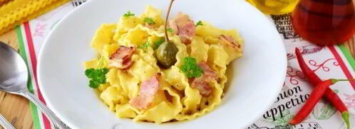 паста карбонара с беконом и сливками. Шаг 12