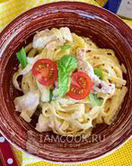 Паста карбонара с курицей по-итальянски