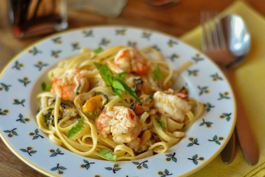 Рецепт паста с морепродуктами в сливочном соусе