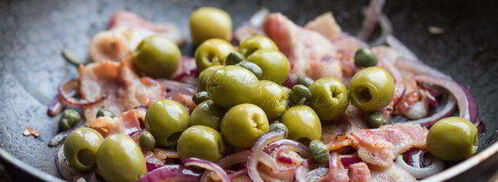 паста с оливками, беконом и фетой. Шаг 6