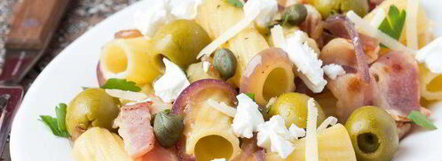 паста с оливками, беконом и фетой. Шаг 8