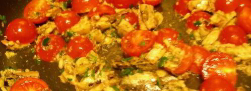 паста с сардинами, помидорами черри и кедровыми орешками. Шаг 5