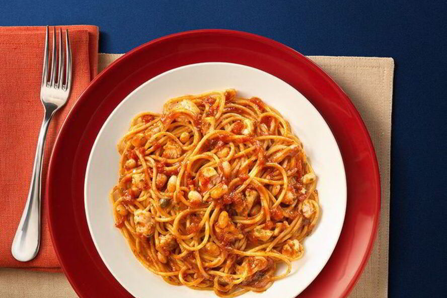 Рецепт спагетти с печенью трески