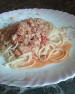 Спагетти с рыбным филе