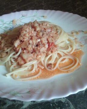 Спагетти с рыбным филе