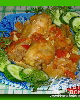 Куриные голени с горчицей и овощами