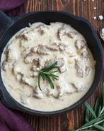 Телятина с грибами в сливках