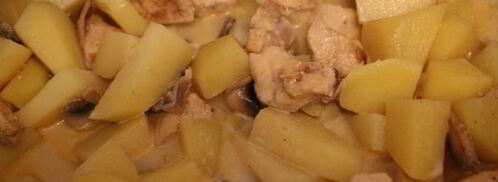 картофель тушеный с курицей и шампиньонами. Шаг 4