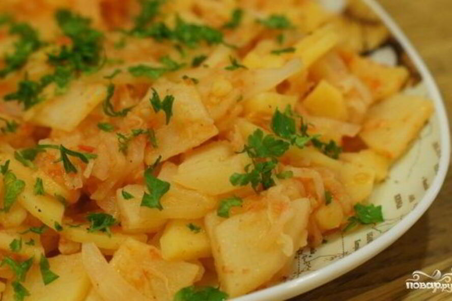 Рецепт тушеная кислая капуста с картошкой
