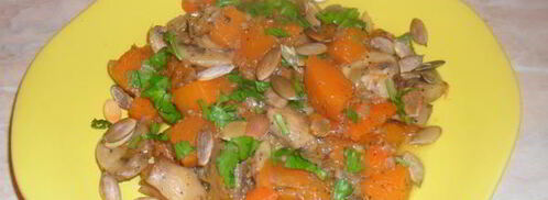 тыква, тушеная с грибами, морковью и луком. Шаг 8