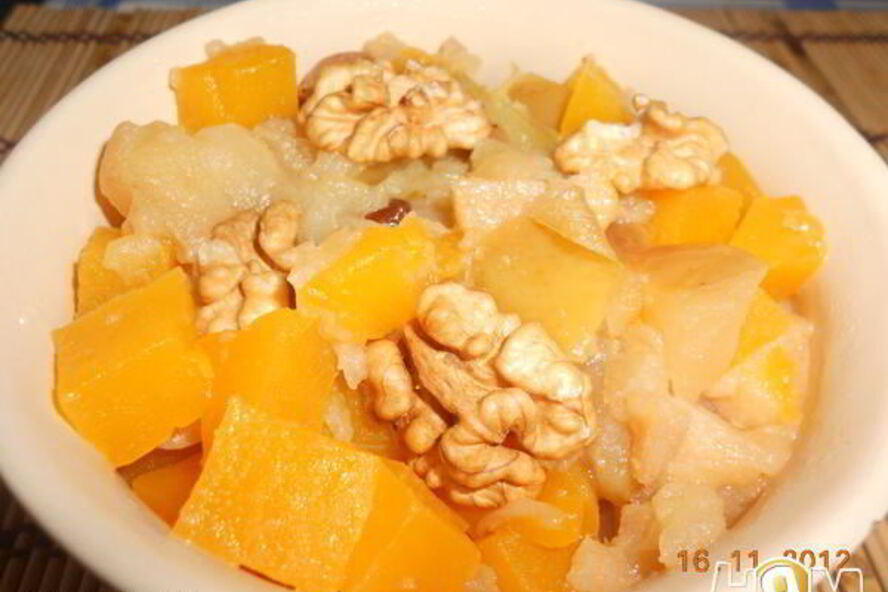 Рецепт тыква тушеная с яблоками и айвой