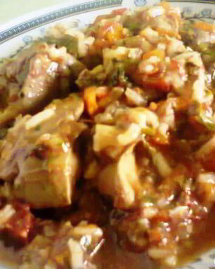 Куриная печень с рисом