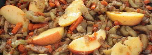 куриная печень с яблоками и баклажанами. Шаг 6