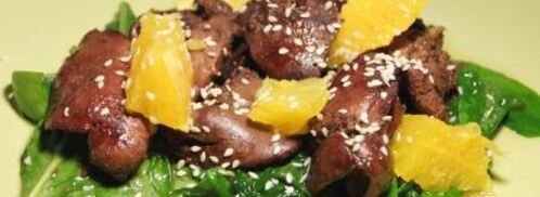 куриная печень в медовом соусе со шпинатом. Шаг 6