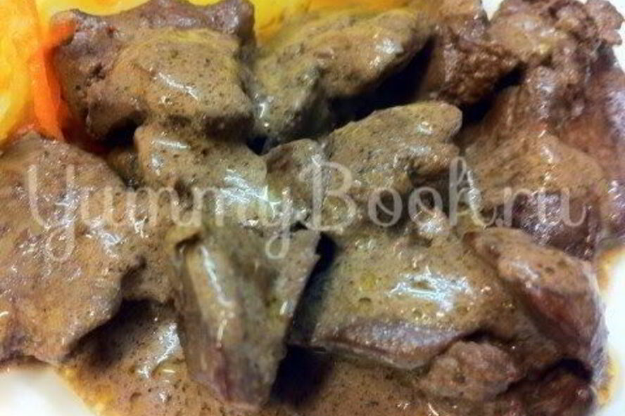 Рецепт куриная печень в портвейне и сметане