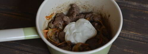 куриная печень в сметане. Шаг 6