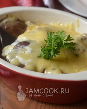 Куриная печень запеченная с сыром