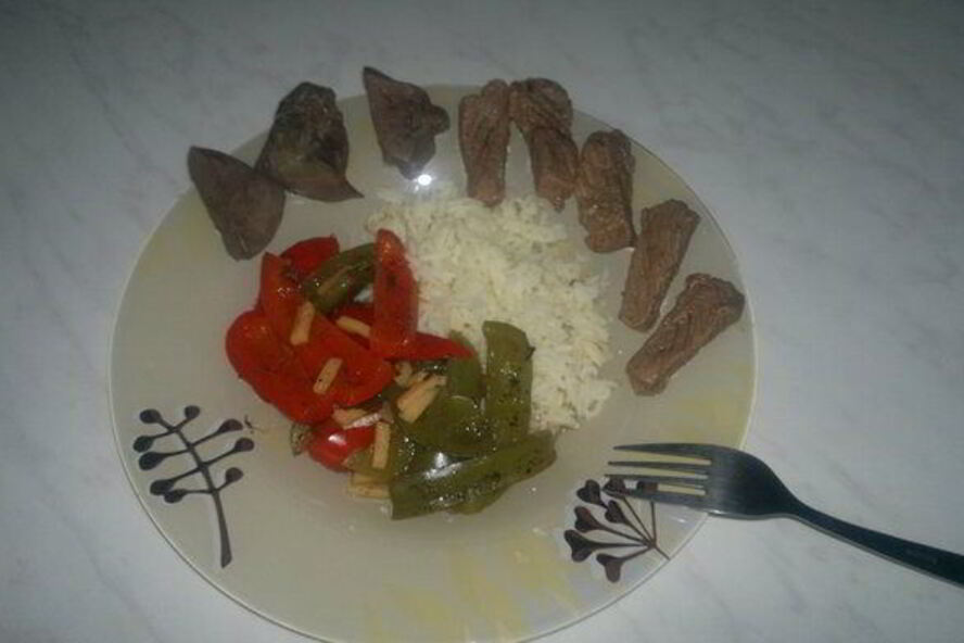 Рецепт печень индейки с филе говядины и рисом басмати