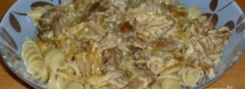 печень куриная, жаренная со сметаной. Шаг 7