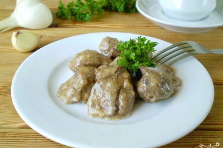 Рецепт печень, тушеная в сметане