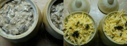 пельмени с грибами в горшочках. Шаг 3