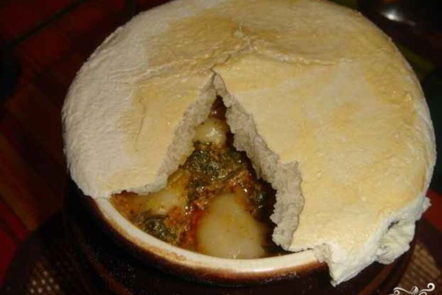 Рецепт пельмени в горшочках с печенью