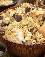 Городской плов с бараниной и грибами