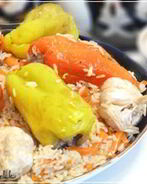 Плов с фаршированным болгарским перцем