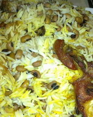 Плов с фасолью черноглазка