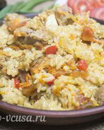 Плов с говядиной и помидорами