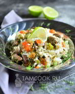 Плов с куриными сердечками в мультиварке