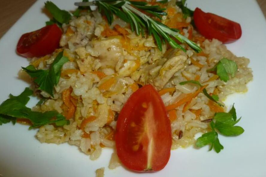 Рецепт плов с мясом кролика и коричневым рисом