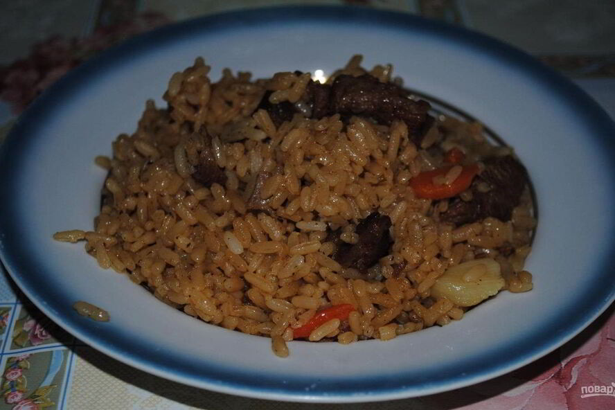 Рецепт сытный плов с говядиной