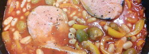 летнее овощное рагу с фасолью и лососем. Шаг 5