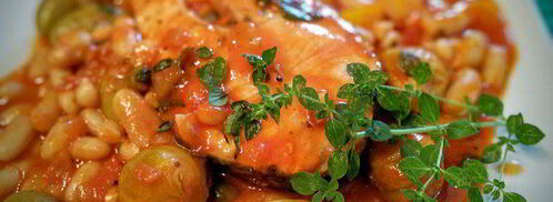 летнее овощное рагу с фасолью и лососем. Шаг 7