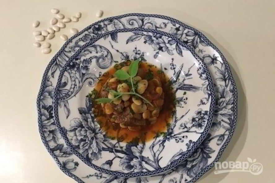 Рецепт рагу из белой фасоли с говядиной и травами