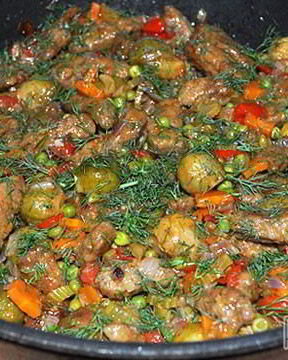 Рагу из печени с овощами