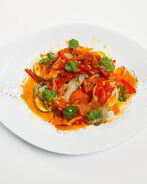 Рагу из тыквы с вешенками и соусом лечо