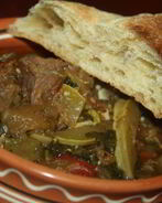 Рагу с говядиной и овощами, запеченными на мангале