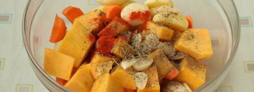 рагу с тыквой, картофелем и баклажанами в духовке. Шаг 3