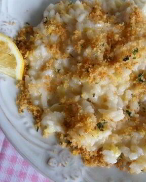 Ризотто с луком-пореем и лимонной крошкой