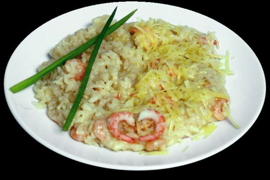 Рецепт ризотто с шампанским и тигровыми креветками