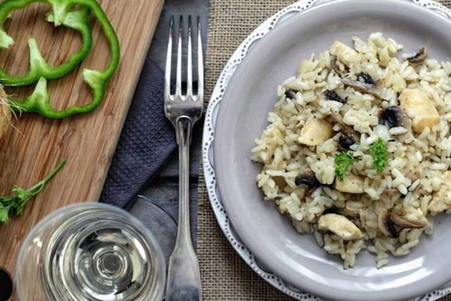 Рецепт ризотто с шампиньонами и куриным филе