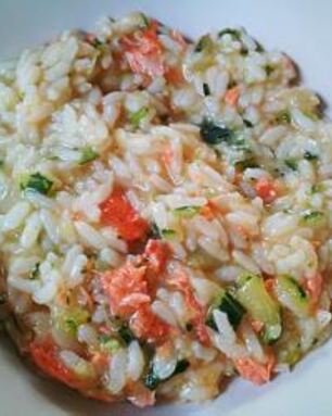 Ризотто с цуккини и лососем