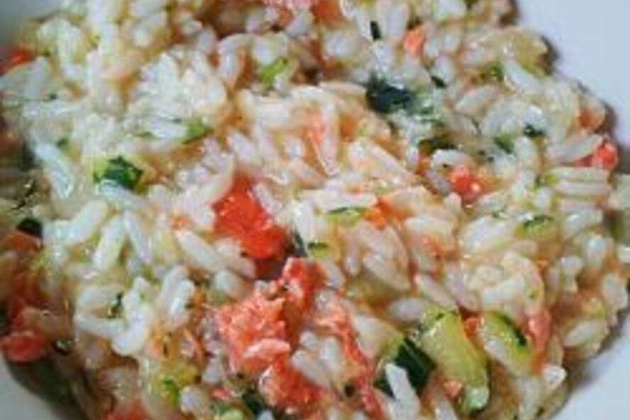 Рецепт ризотто с цуккини и лососем