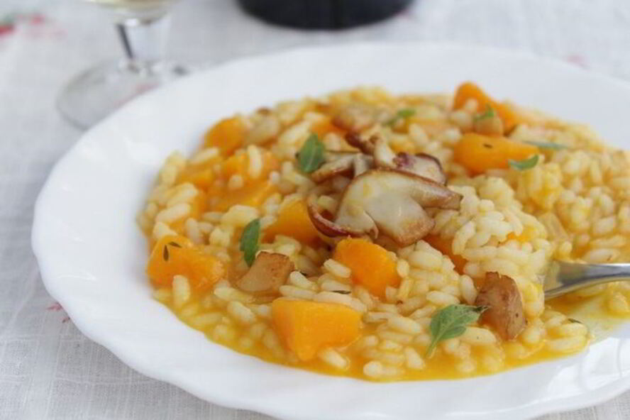 Рецепт ризотто с тыквой и белыми грибами