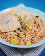 Розмариновое ризотто с испанским чоризо и курицей