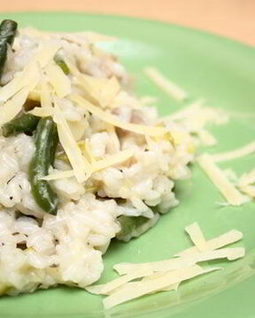 Зеленое ризотто с грибами