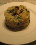 Зеленое ризотто с опятами и креветками